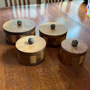 Artisan Lathed wood lidded container set of 4